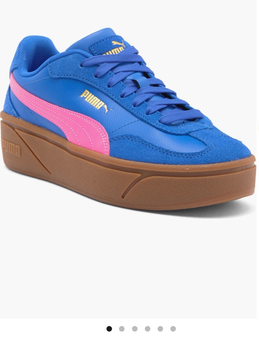 Puma Women's Blue & Pink Platform Sneakers with Gum Sole